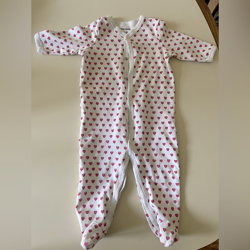 Roller Rabbit Hearts Snap Footie Pajamas 3-6M